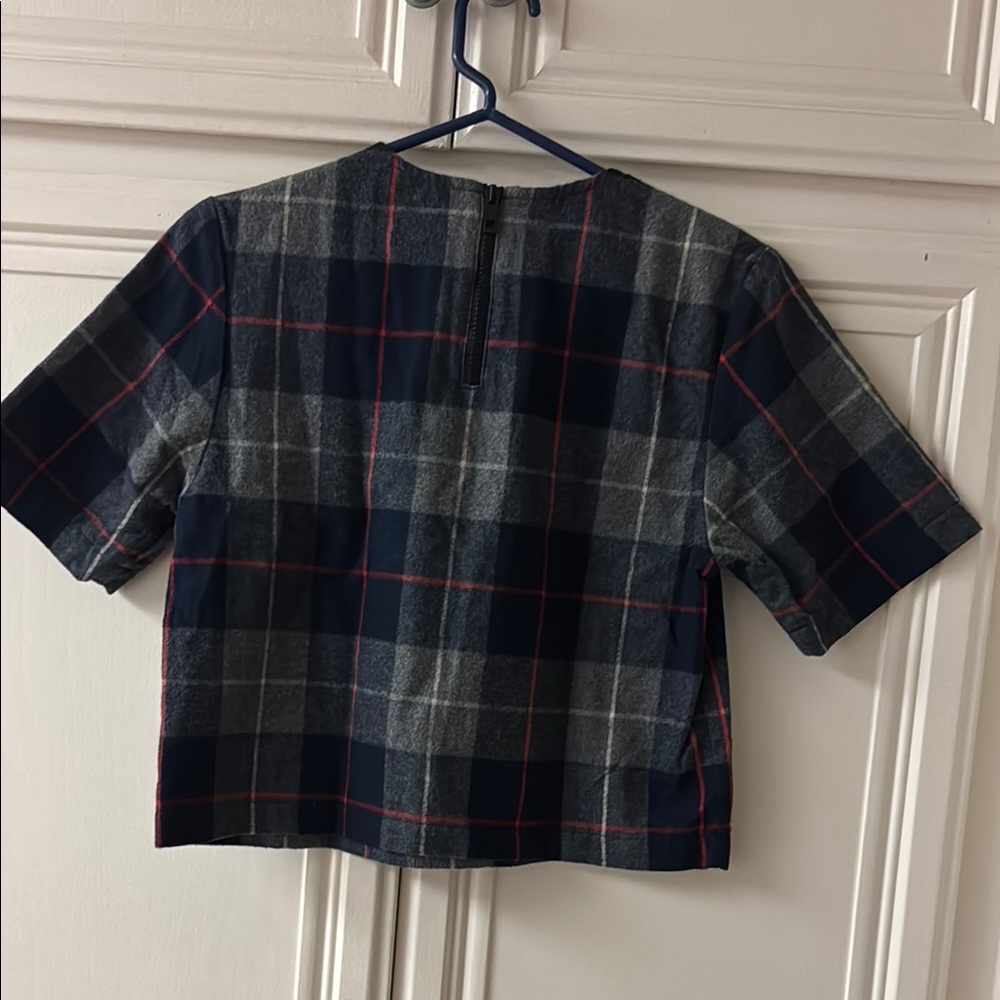 Boxy Blue and Gray 3/4 Sleeve Button Down Jersey